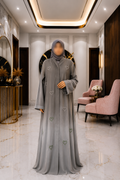 A1-LC001 - Tie and Dye Heart Cut Dana Abaya (Mist)