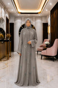 A1-LC001 - Tie and die Heart Cut Dana Abaya (Taupe)