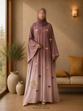 A1-LC004 - Tie and Dye Bow Cut Dana Abaya (Mauve Rose)