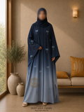 A1-LC004 - Tie and Dye Bow Cut Dana Abaya (Navy Obmre)