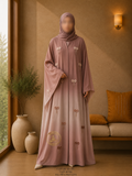A1-LC004 - Tie and Dye Bow Cut Dana Abaya (Old Rose)