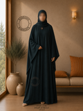 A3-LC003 - Embossed Butterfly Abaya (Deep Forest)