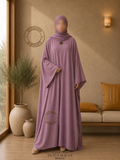 A3-LC003 - Embossed Butterfly Abaya (Dusty Mauve)