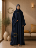 A3-LC003 - Embossed Butterfly Abaya (Midnight Navy)