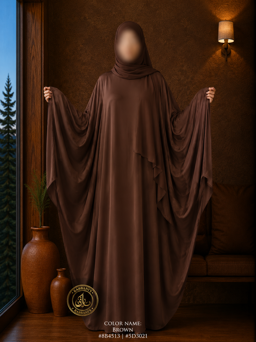 A3-LC009 - Nida Butterfly Abaya (Brown)
