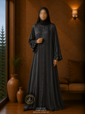 A4-LC008 - Nida Plates Abaya (Dark Ash Grey)