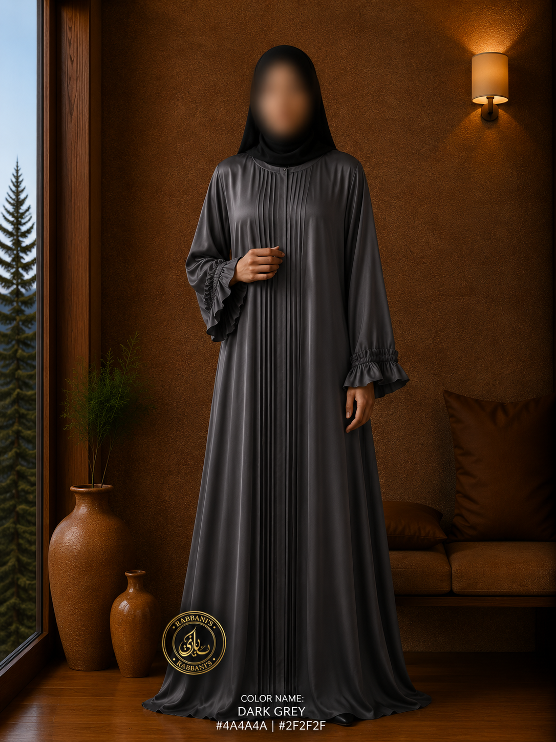 A4-LC008 - Nida Plates Abaya (Grey)