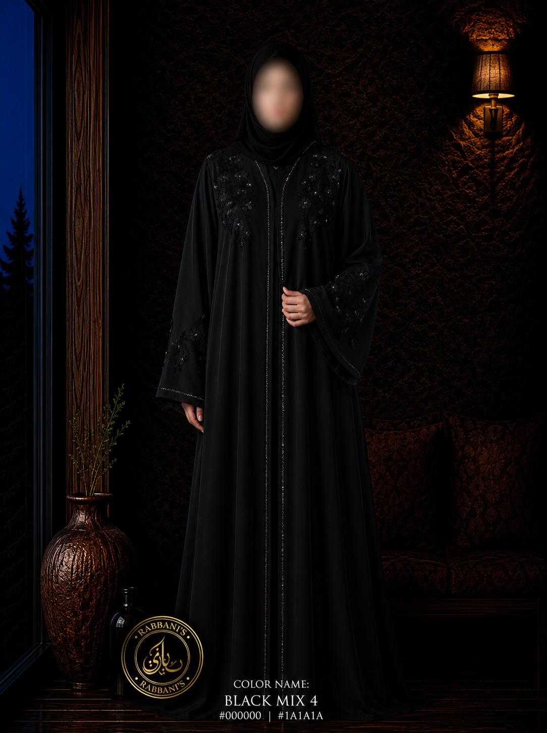 A4-LC013 Modest Abaya (Black Mix4)