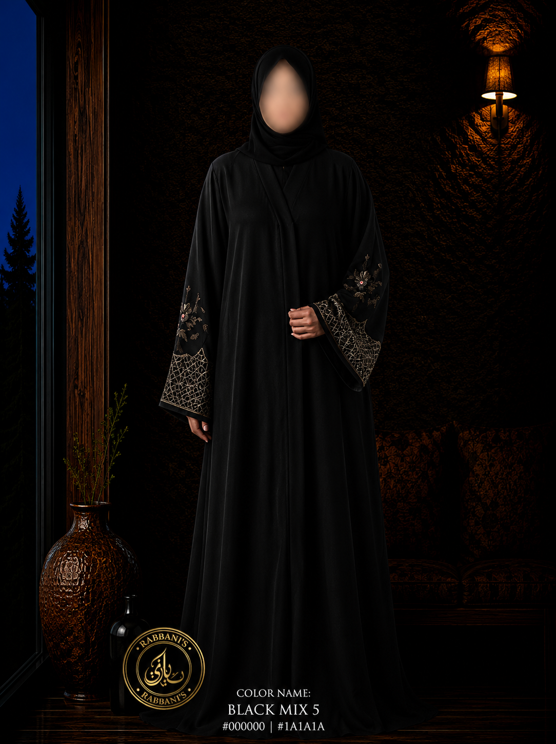 A4-LC013 Modest Abaya (Black Mix5)