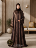 A4-LC014 - Self Printed Modest Abaya (Choclate Brown)