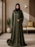 A4-LC014 - Self Printed Modest Abaya (Moss Green)