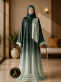 A4-LC016 - Tie & Dye Upper Dark Modest Abaya (Dark Green)