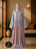A4-LC016 - Tie & Dye Upper Dark Modest Abaya (Grey Mauve)