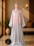 A4-LC016 - Tie & Dye Upper Dark Modest Abaya (Light Pink)