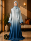 A4-LC017 - Tie & Dye Upper Light Modest Abaya (Grey Blue)
