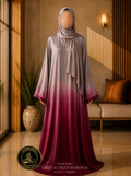 A4-LC017 - Tie & Dye Upper Light Modest Abaya (Grey Maroon)