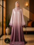 A4-LC017 - Tie & Dye Upper Light Modest Abaya (Light Pink Mauve)