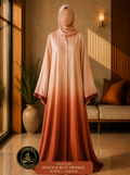 A4-LC017 - Tie & Dye Upper Light Modest Abaya (Peach Rust)