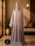 A4-LC017 - Tie & Dye Upper Light Modest Abaya (Pink Mauve)