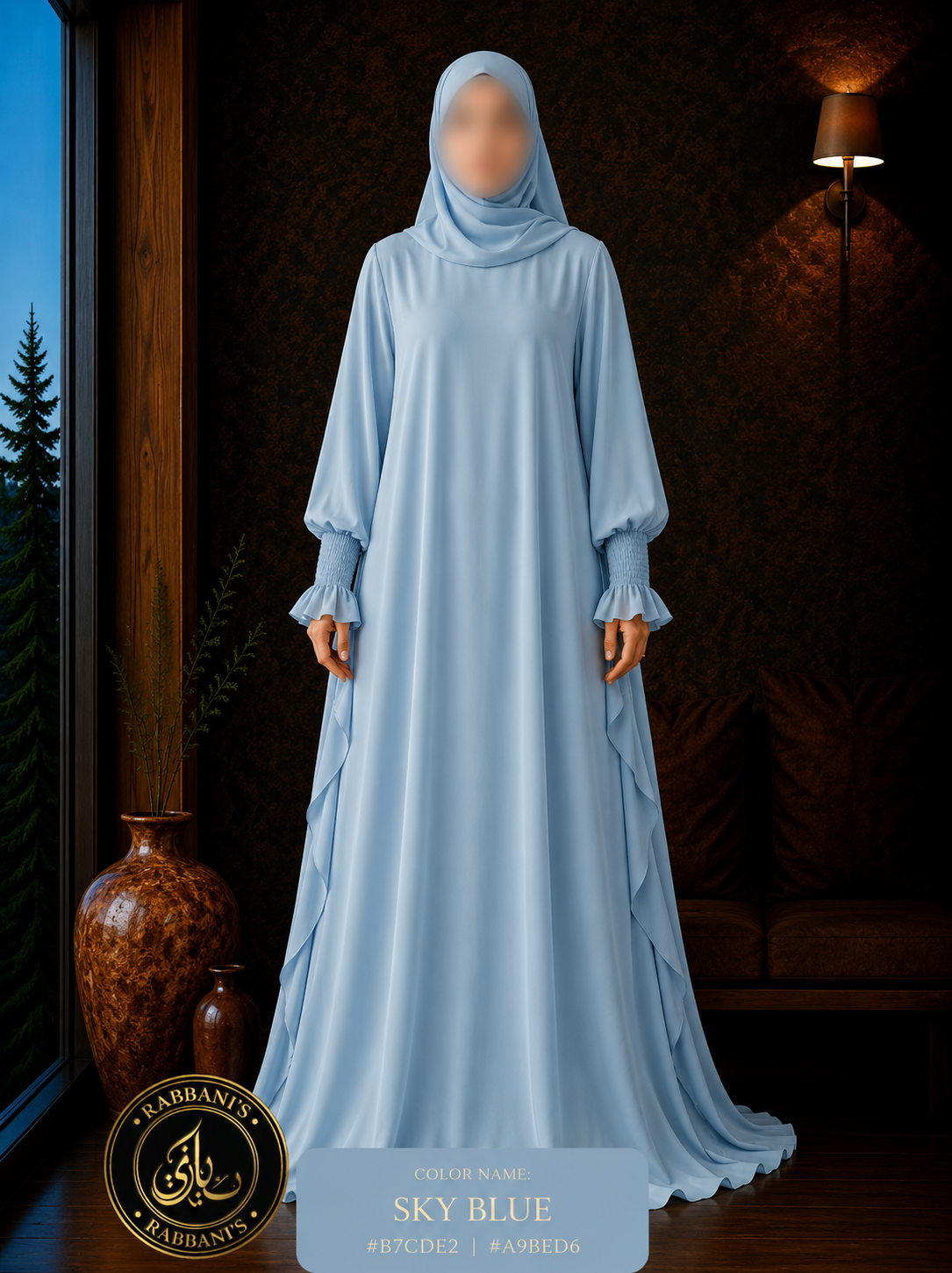 A4-LC019 - JALPARI Modest Abaya (Sky Blue)