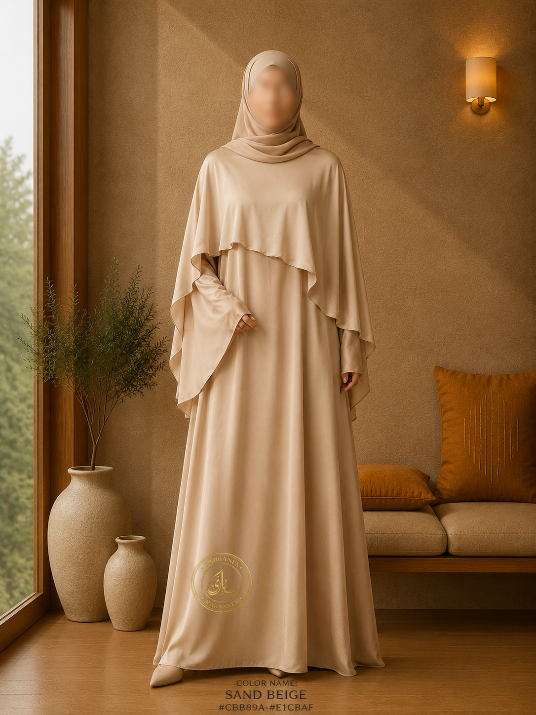 A4-LC005 - Princess Modest Abaya (Beige)