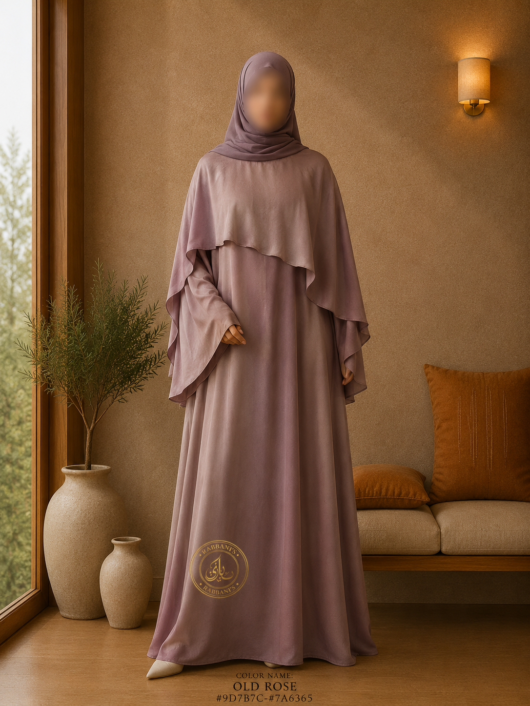 A4-LC005 - Princess Modest Abaya (Old Rose)