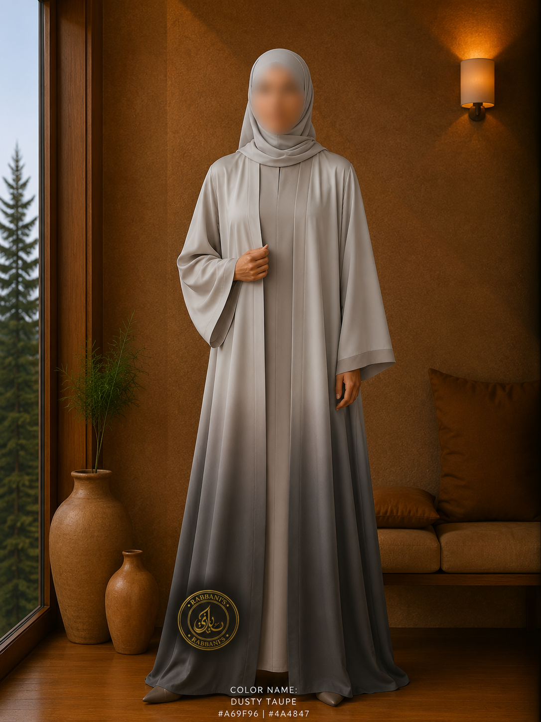 A5-LC007 - Tie and Dye Upper Inner Abaya (Taupe)