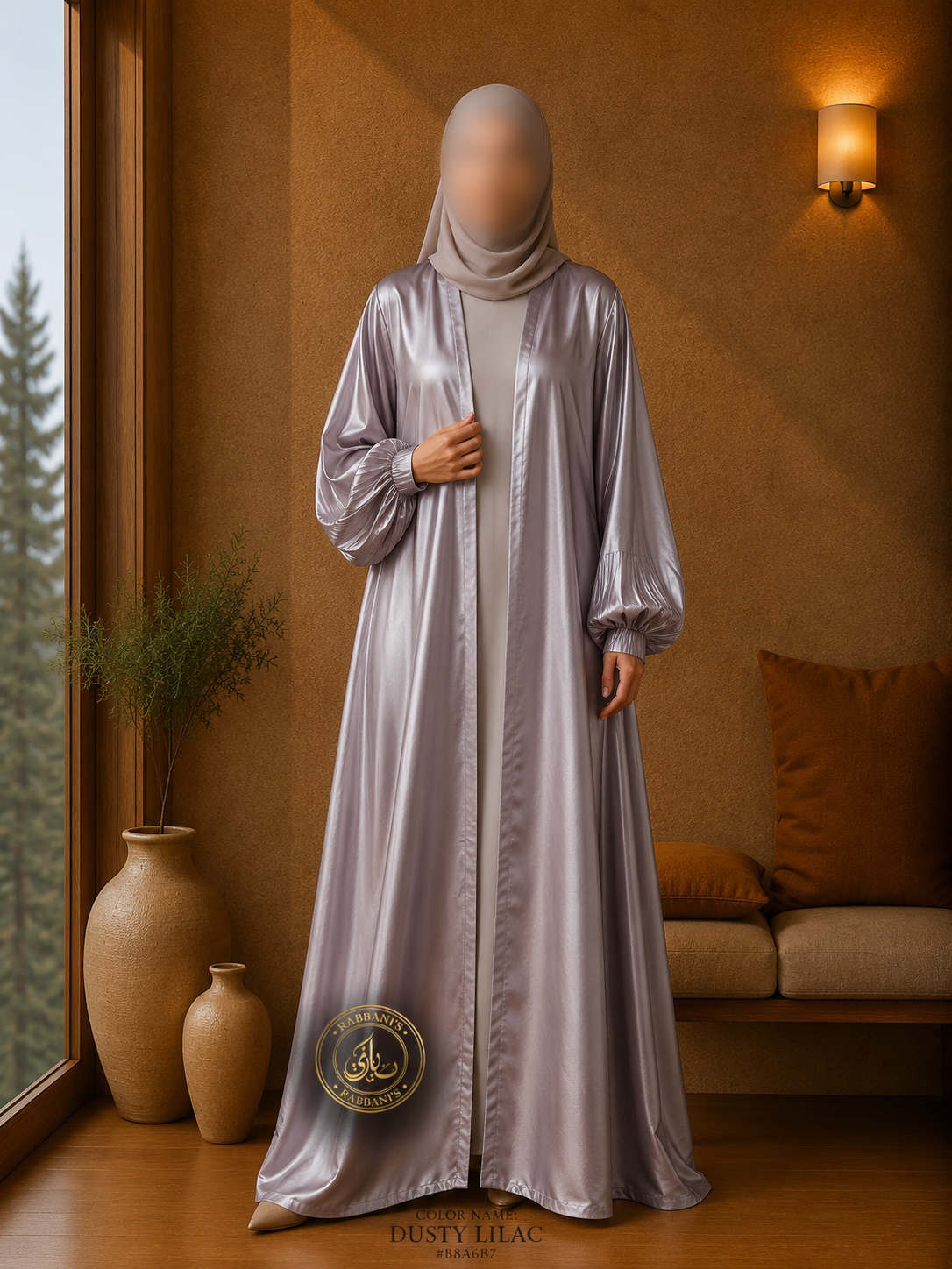 A5-LC006 - Lava Silk Upper Inner Abaya (Dusty Lilac)