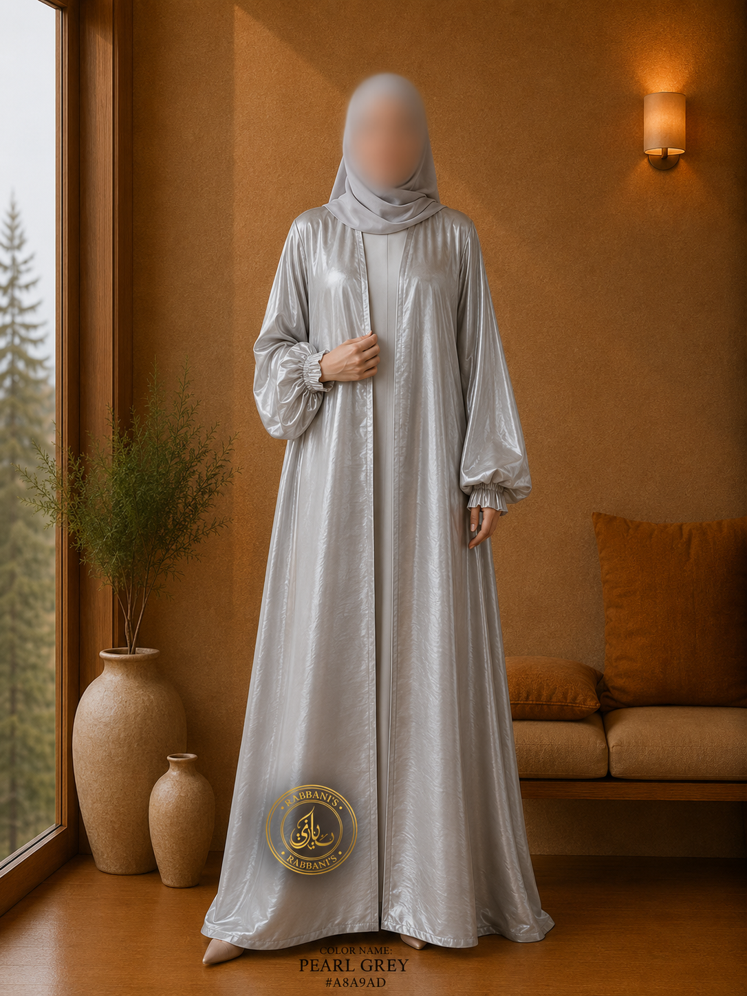 A5-LC006 - Lava Silk Upper Inner Abaya (Pearl Purple)