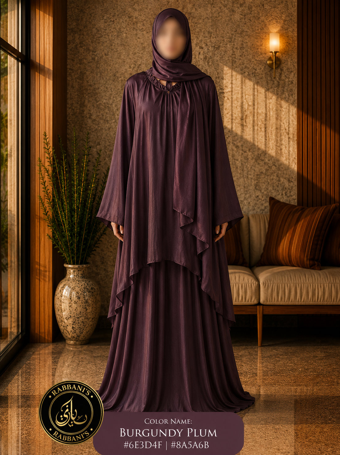A7-LC018 - Funky Skirt Abaya(Burgandy)
