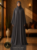 A7-LC008 - Nida Plates Abaya (Charcoal Grey)