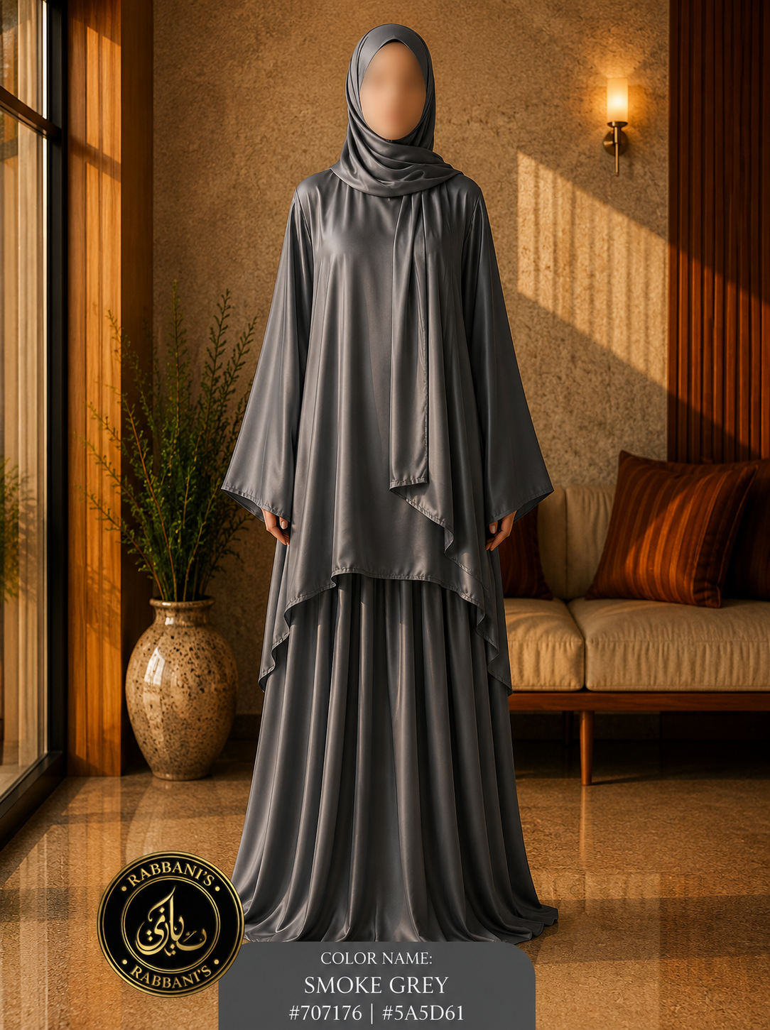 A7-LC018 - Funky Skirt Abaya(Grey)