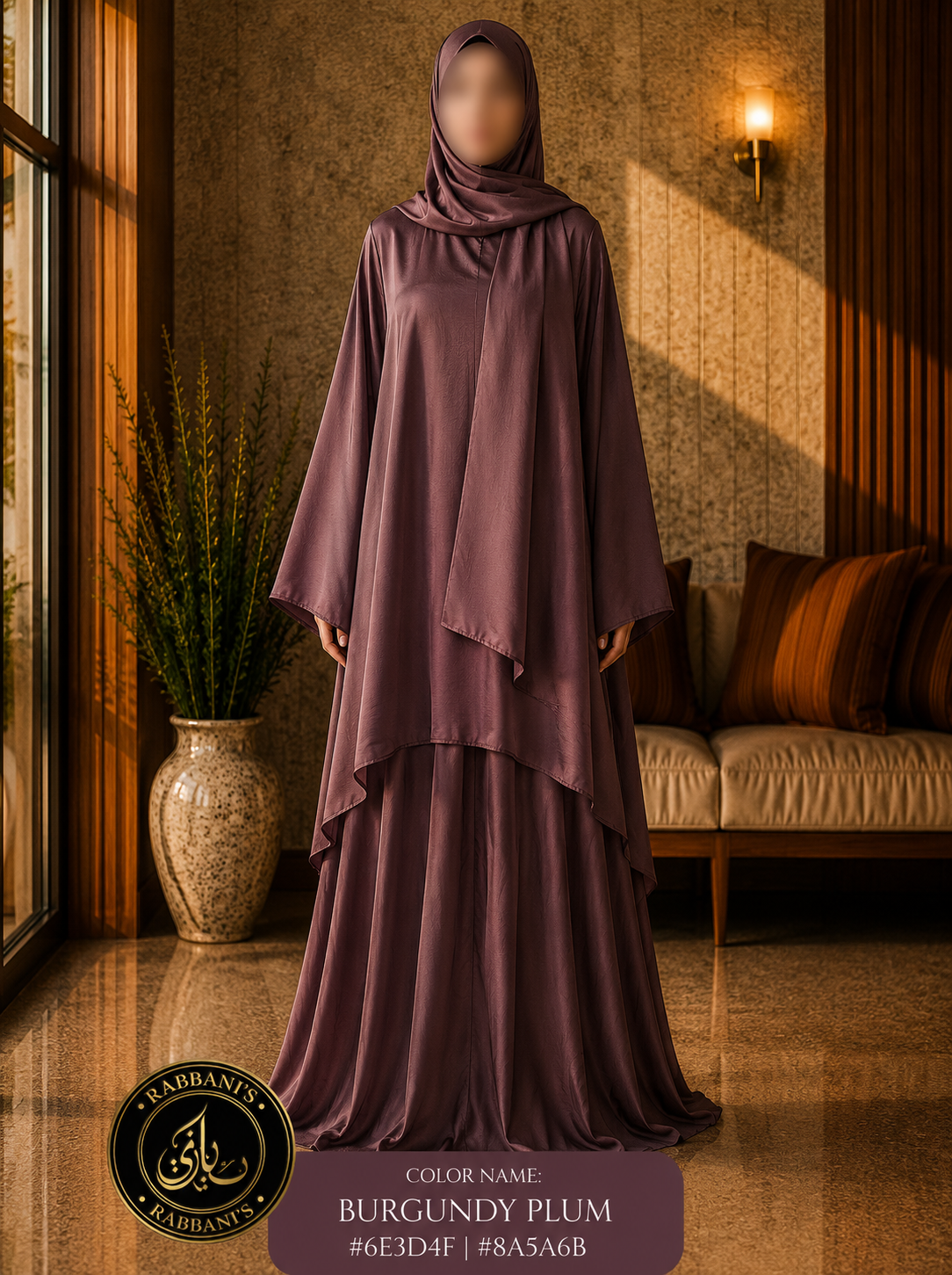 A7-LC018 - Funky Skirt Abaya(Plum)