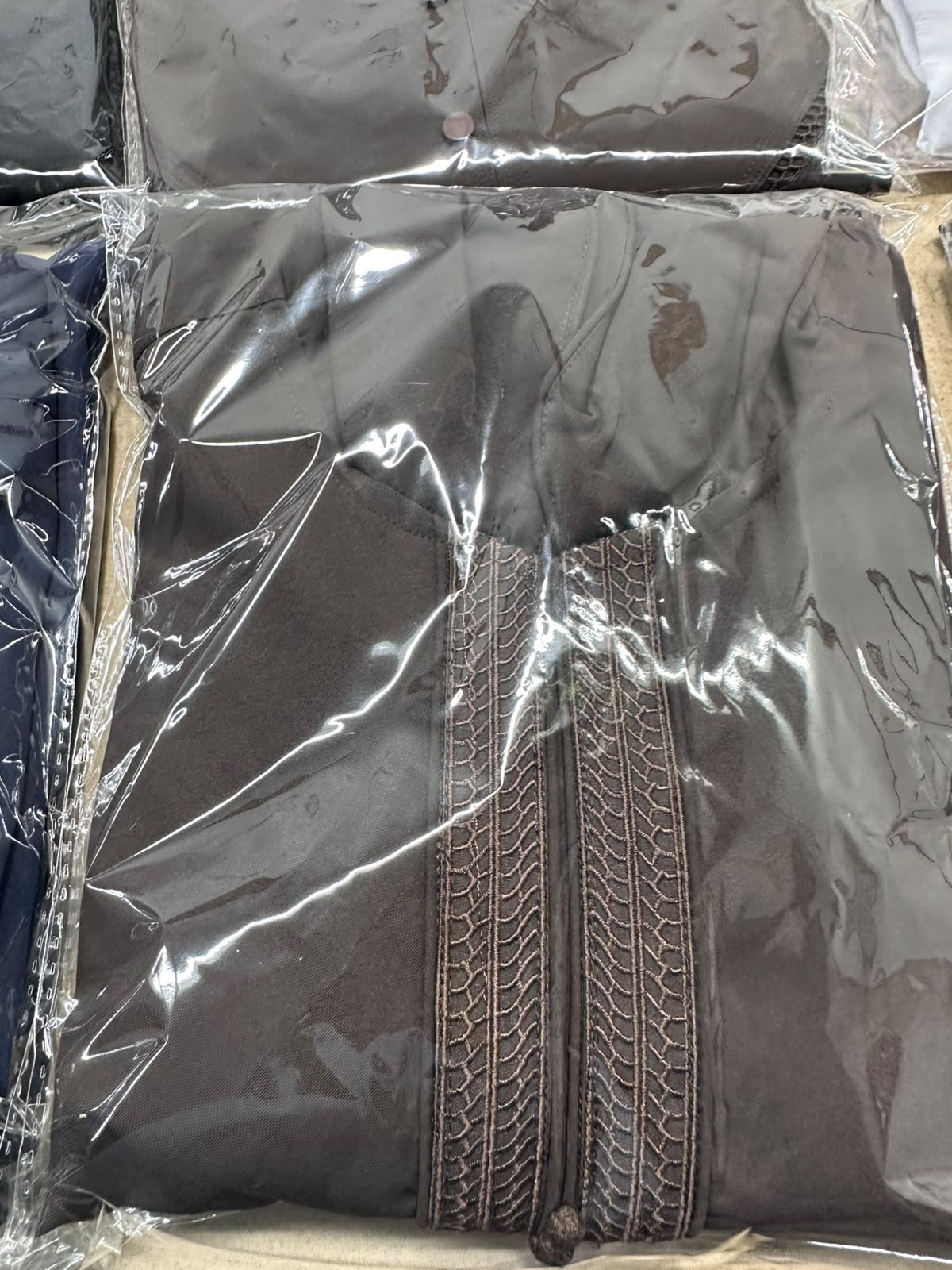 T1-015 Embroidered Brown Hoodie Thobe