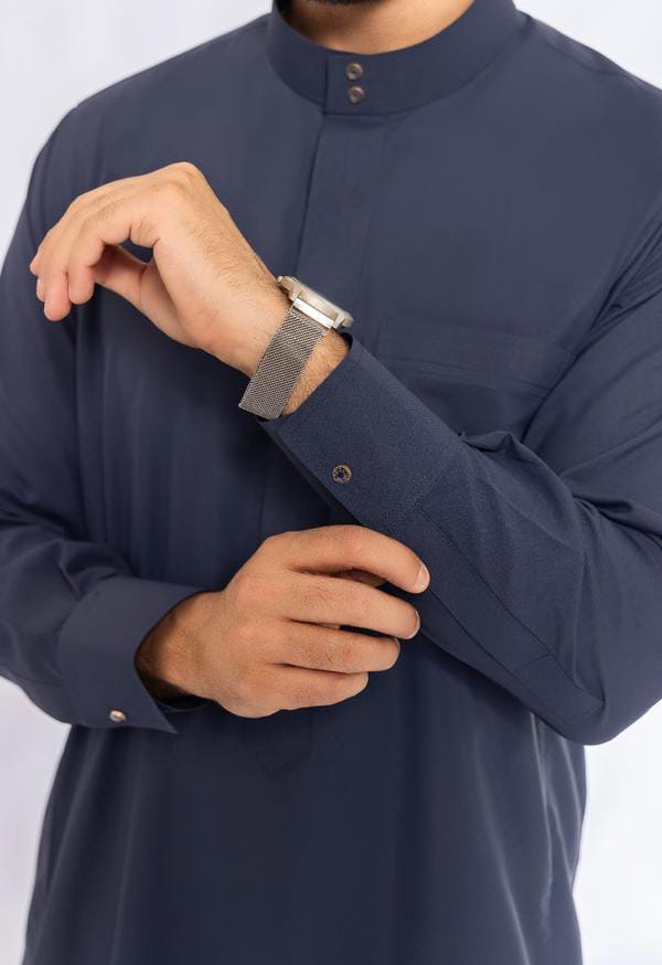 T1-014 Plain Navy Blue Saudi Thobe