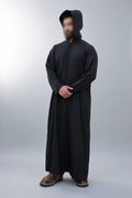T1-016 Embroidered Black Hoodie Thobe