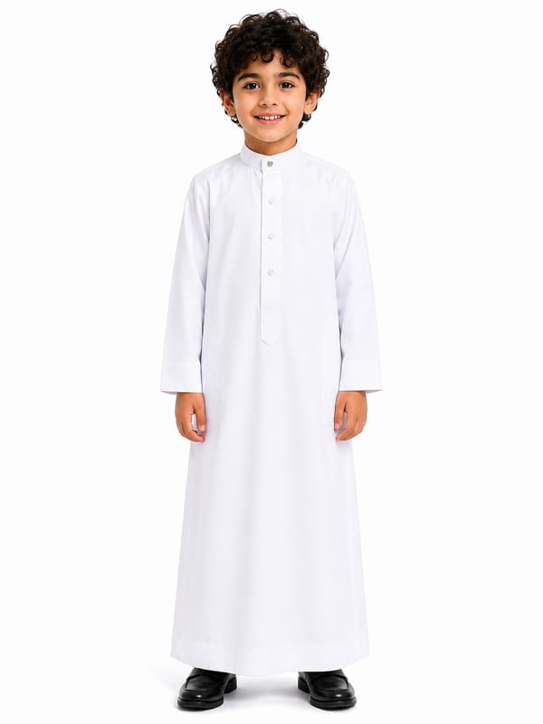 T5-018 Kids Plain White Saudi Thobes