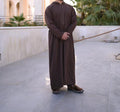 T1-015 Embroidered Brown Hoodie Thobe